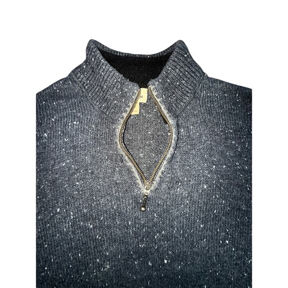 Woolrich Large Charcoal Gray Heather Knit 1/4 Zip Mock Neck Pullover Sweater - Picture 4 of 5